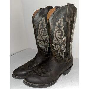 Double H Boots Mens 8D Western Work Brown Leather Cowboy Pull On